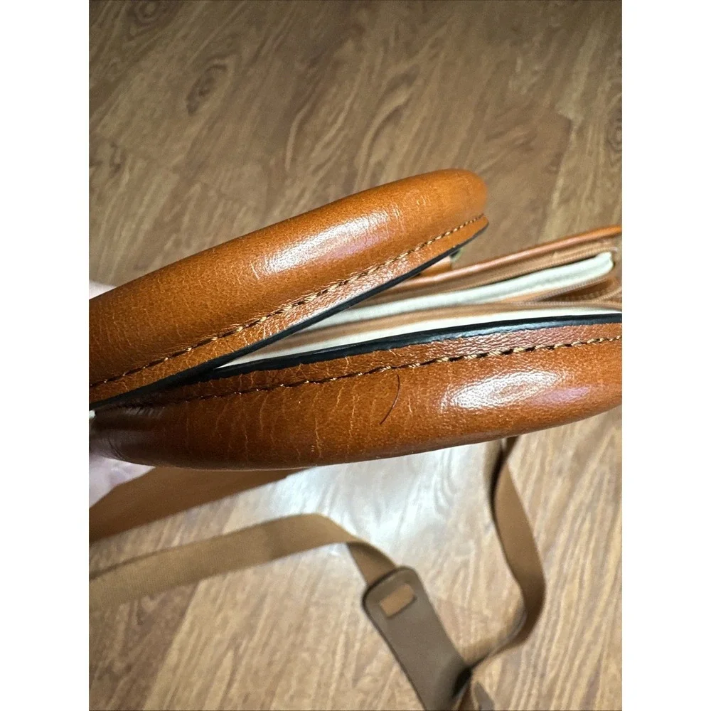 Banuce Whole Grain Italian Leather Business Computer Bag Brown W/Strap